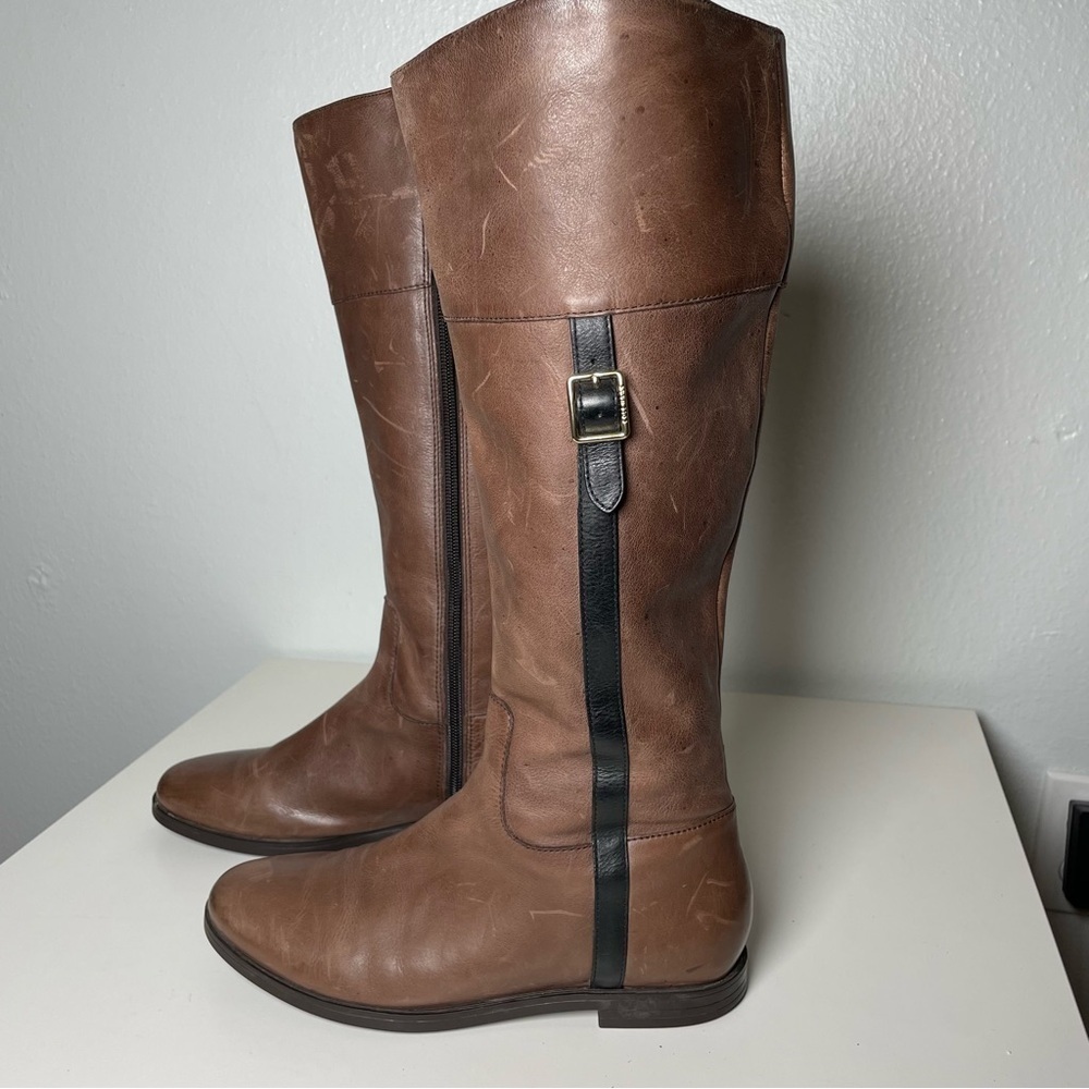 Cole Haan Eldridge Riding Boots – Brown Leather with Black Trim, Size 6.5B - Picture 14 of 14